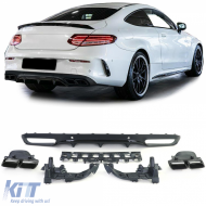 image-78-Sportlicher Heckdiffusor mit schwarzen Endrohren, geeignet für Mercedes C C205 Coupe 15-18