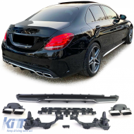 image-75-Sportlicher Heckdiffusor mit verchromten Endrohren, geeignet für Mercedes C W205 S205 Limousine 14-18