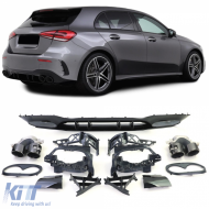 image-43-Sportlicher Heckdiffusor-Satz mit schwarzen Endrohren, geeignet für Mercedes A-Klasse W177 ab 18