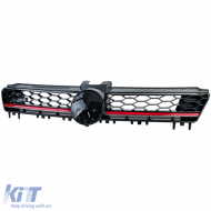 Sportlicher Kühlergrill mit schwarzem Hochglanz-Wabenmuster und rotem Akzent, geeignet für VW Golf 7 12-17 GTI-image-6197100