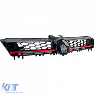 Sportlicher Kühlergrill mit schwarzem Hochglanz-Wabenmuster und rotem Akzent, geeignet für VW Golf 7 12-17 GTI-image-6197102