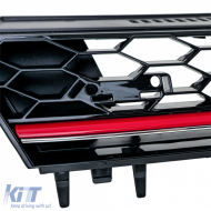 Sportlicher Kühlergrill mit schwarzem Hochglanz-Wabenmuster und rotem Akzent, geeignet für VW Golf 7 12-17 GTI-image-6197104