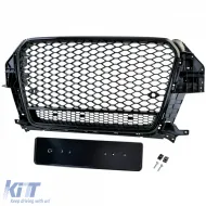 Sportlicher Waben-Grill in Schwarz glänzend, geeignet für Audi Q3 8U Pre-Facelift 11-15-image-6208925