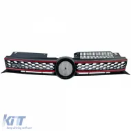 Sportlicher Waben-Grill schwarz rot geeignet für VW Golf 6 einschließlich GTI 08-13-image-6206165
