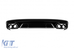 SQ5 type diffuser with black tips suitable for rear S-line bumper on Audi Q5 2018-2022 -oo--oo- - ABAURA6011428