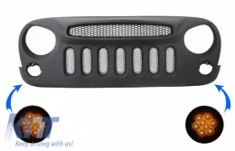 image-0-Središnja prednja rešetka s LED pokazivačima smjera, indikator rešetke, prikladan za JEEP Wrangler / Rubicon JK (2007-2017) Angry Bird Dizjan Spectre maska