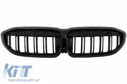 image-24-Središnje bubrežaste Maske prikladne za BMW serije 3 G20 limuzina G21 Touring (2019-up) Dvostruka pruga M dizajn Piano crna