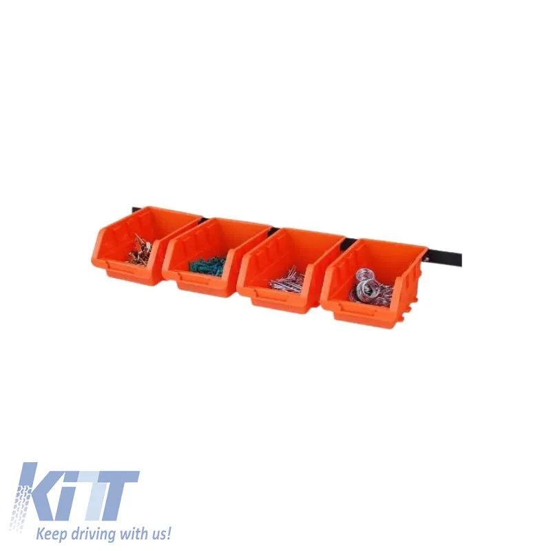 Stackable Plastic Tool Storage Boxes Set of 8 Pieces with 4 Plastic Rails 16.4 x 10.5 x 7.6cm Tactix 320604