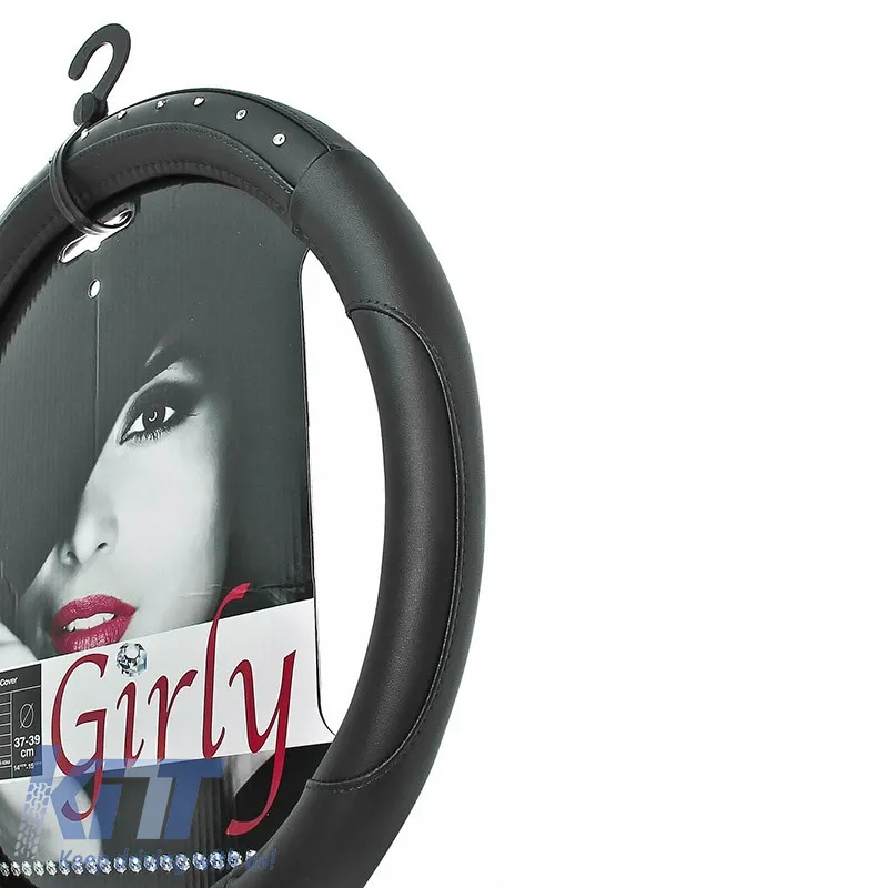 Steering Wheel Cover ''Black Diamonds'' With Encrusted Diamonds Medium 37-39cm