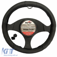 Steering Wheel Cover in Black Leather Medium 38cm