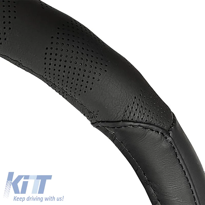 Steering Wheel Cover in Black Leather Medium 38cm