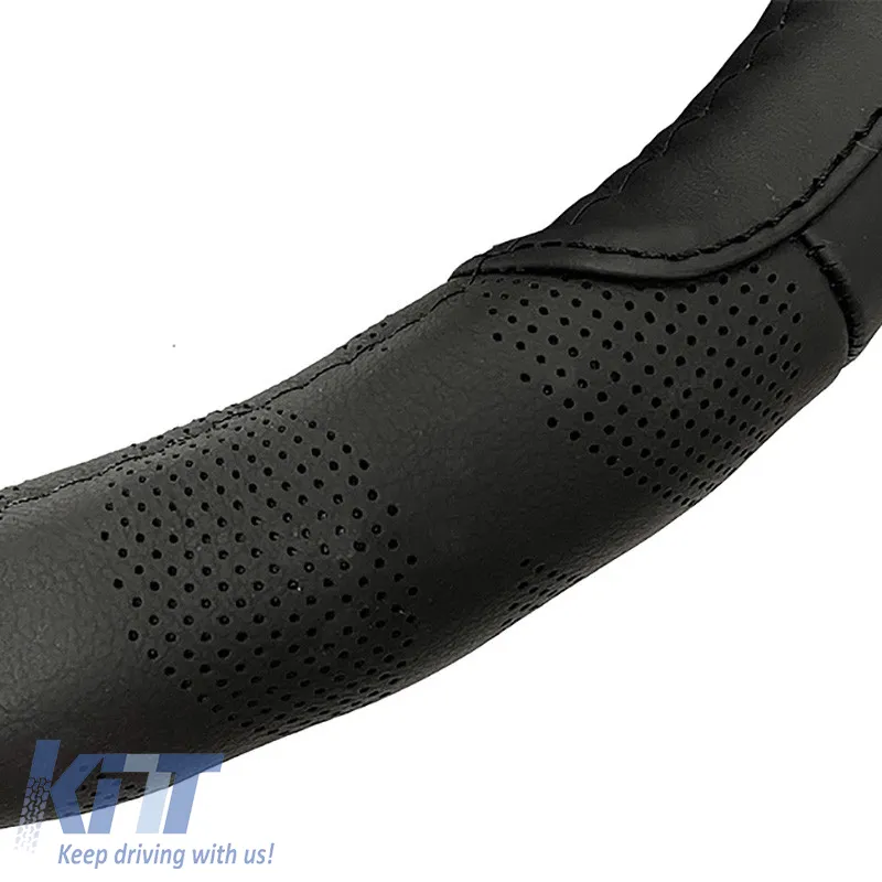 Steering Wheel Cover in Black Leather Medium 38cm