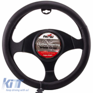Steering Wheel Cover in Black Leather Medium 38cm