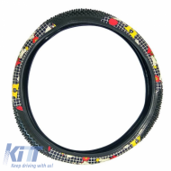 Steering Wheel Cover Leatherette Bear Black Medium 38cm