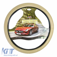 Steering Wheel Cover Leatherette Beige Medium 38cm