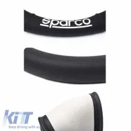 Steering Wheel Cover Leatherette D-Type Black With Grey Sparco Medium 37cm-image-6313775