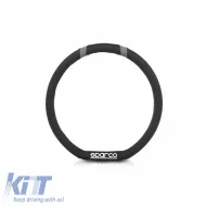 Steering Wheel Cover Leatherette D-Type Black With Grey Sparco Medium 37cm-image-6313776