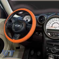 Steering Wheel Cover Leatherette Handmade Orange Medium 37-39cm HMA60NJ-image-6296674