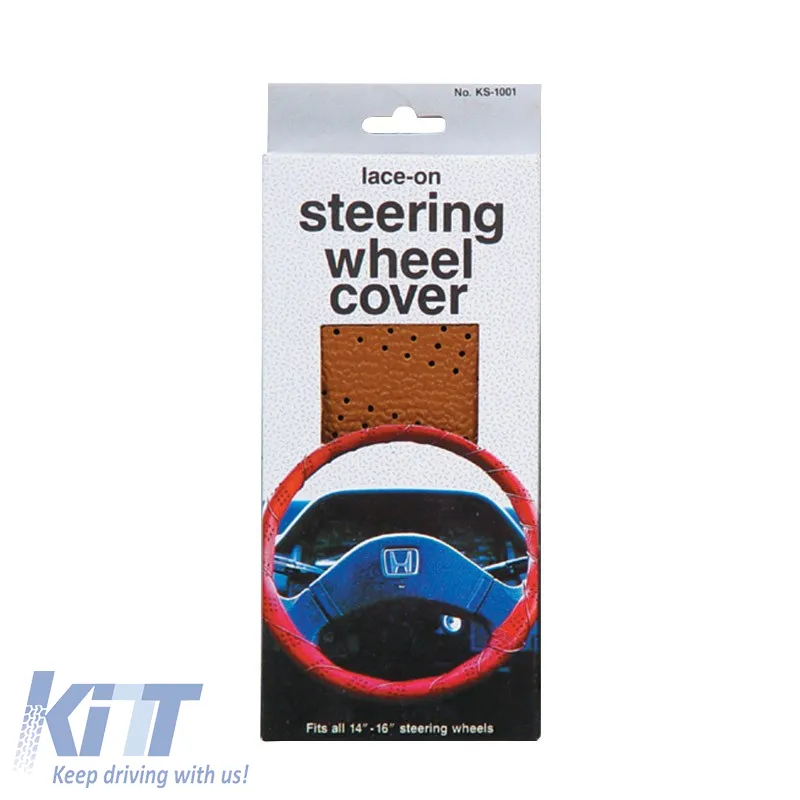 Steering Wheel Cover Leatherette Narrow With Cord Brown Medium 38cm