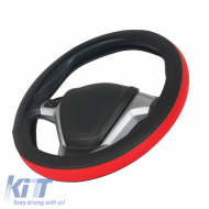 Steering Wheel Cover Otom Easy-Fit PVC Black - Red Medium 37-39cm F-56