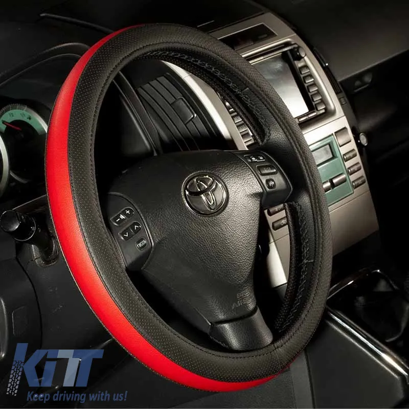 Steering Wheel Cover Otom Easy-Fit PVC Black - Red Medium 37-39cm F-56