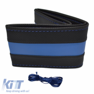 Steering Wheel Cover Otom Stitching PVC Black - Blue Medium 37-39cm DK-302