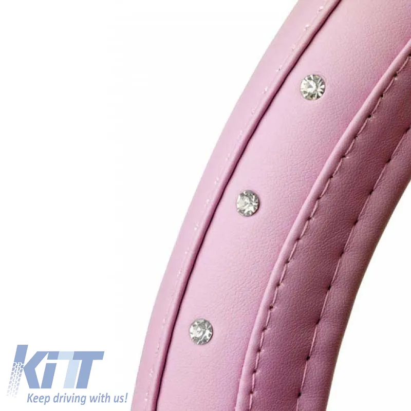 Steering Wheel Cover ''Pink Diamonds'' With Encrusted Diamonds Medium 37-39cm