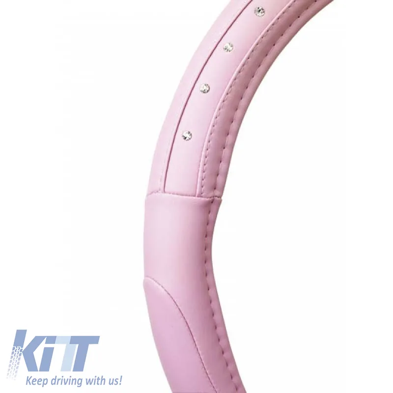Steering Wheel Cover ''Pink Diamonds'' With Encrusted Diamonds Medium 37-39cm