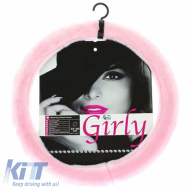 Steering Wheel Cover ''Pinky'' Black With Pink Cross Stitch Medium 37-39cm 2505059