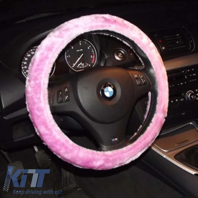 Steering Wheel Cover ''Pinky'' Black With Pink Cross Stitch Medium 37-39cm 2505059