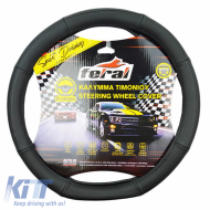 Steering Wheel Cover PU Serius D Black With Black Stitching Medium 38cm
