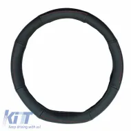Steering Wheel Cover PU Serius D Black With Red Stitching Medium 38cm-image-6303910