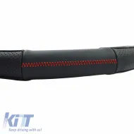 Steering Wheel Cover PU Serius D Black With Red Stitching Medium 38cm-image-6303913