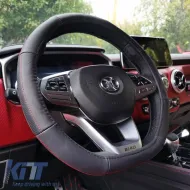 Steering Wheel Cover PU Serius D Black With Red Stitching Medium 38cm-image-6303915