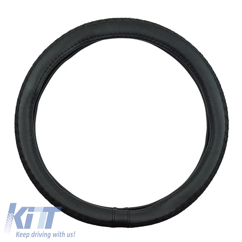 Steering Wheel Cover PU Soft Black With Black Stitching Medium 38cm