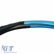 Steering Wheel Cover PU Speed Black / Blue Carbon With Blue Stitching Medium 38cm-image-6304101
