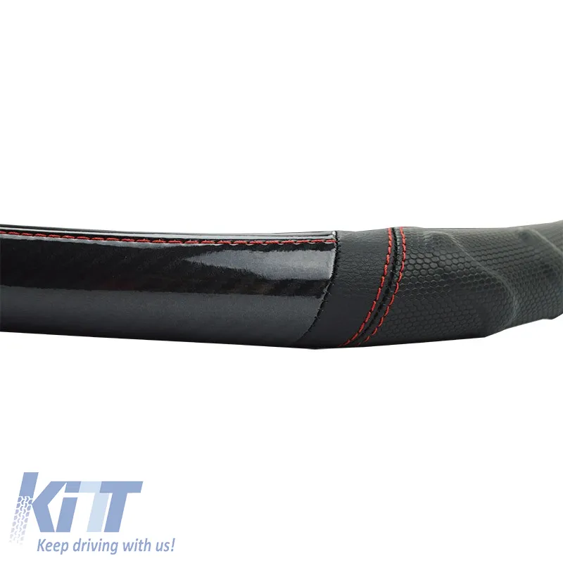 Steering Wheel Cover PU Speed Black / Carbon With Red Stitching Medium 38cm
