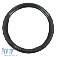 Steering Wheel Cover PU Speed Black / Carbon With Black Stitching Medium 38cm-image-6304104