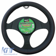 Steering Wheel Cover PVC Black With Red Seam Medium 37-39cm
