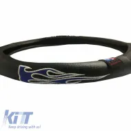 Steering Wheel Cover PVC Flame Blue Medium 38cm-image-6294599