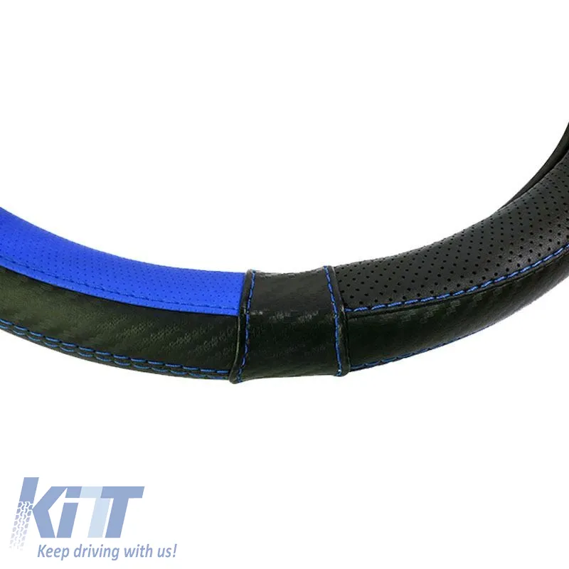 Steering Wheel Cover PVC X-Treme Sport Black-Blue Medium 38cm