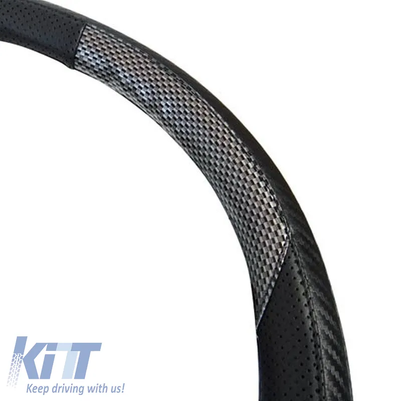 Steering Wheel Cover PVC X-Treme Sport Black-Carbon Medium 38cm