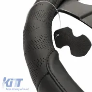 Steering Wheel Cover Suitable for Leather Black Medium 38cm-image-6307460