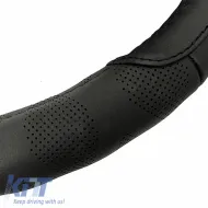Steering Wheel Cover Suitable for Leather Black Medium 38cm-image-6307464