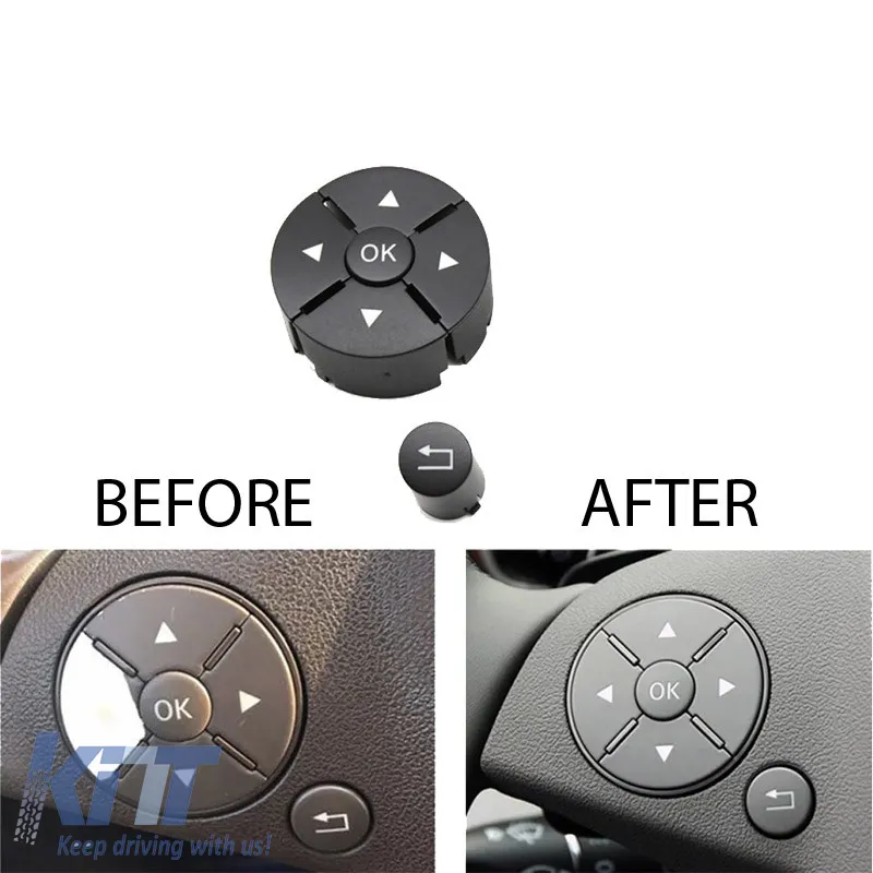 Steering Wheel Switch Control Buttons Covers suitable for Mercedes-Benz C-Class W204 / E-Class W212 / GLK X204 / Left 2 Pcs