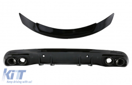image-10-Stoßdämpfer Diffusor Auspuff für Mercedes C W205 14-20 Kofferraum Spoiler Schwarz
