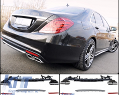 Stoßfïänger Diffusor für Mercedes S W222 2013+ Auspuff Schalldämpfer S65 Look-image-5994105