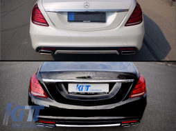 Stoßfïänger Diffusor für Mercedes S W222 2013+ Auspuff Schalldämpfer S65 Look-image-6017706