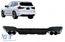 Stoßstange Diffusor Doppelauslass Endrohre für BMW X3 G01 2018-2020 M Look Glänzend schwarz-image-6076929