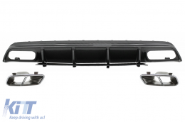 Stoßstange Diffusor Endrohre für Mercedes A-Klasse W176 13-18 A45 Facelift Look Carbonfolie-image-6236959